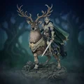 Bloodbound Realms – Elf – Kỵ Sĩ Warden Cưỡi Nai Chiến (STL Dark Fantasy) - Thumbnail 1