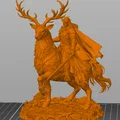 Bloodbound Realms – Elf – Kỵ Sĩ Warden Cưỡi Nai Chiến (STL Dark Fantasy) - Thumbnail 3