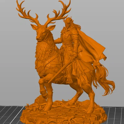Bloodbound Realms – Elf – Kỵ Sĩ Warden Cưỡi Nai Chiến (STL Dark Fantasy)