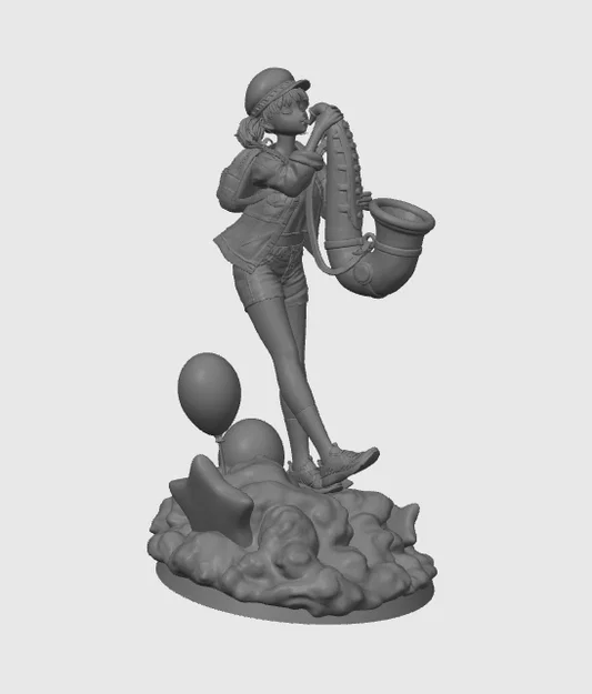 Mô hình cô gái thổi kèn saxophone 3D độc đáo - Image 1