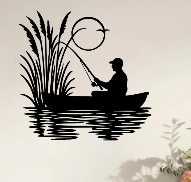 File 3D Fisherman Wall Art - Tranh treo tường hình người đi câu - Image 1