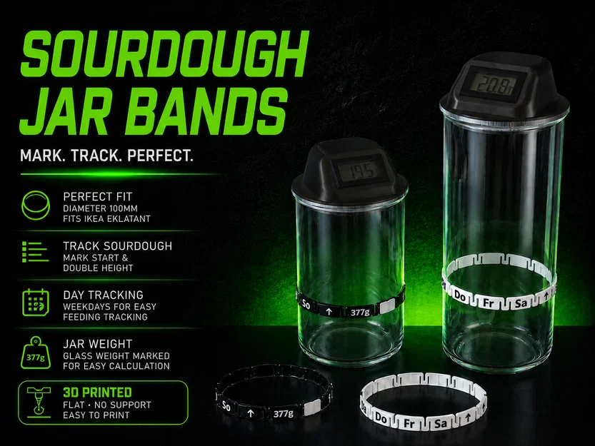 Vòng Hũ Sourdough cho IKEA EKLATANT 100mm – Đánh Dấu Mức Starter & Tracker Feeding - Image 1