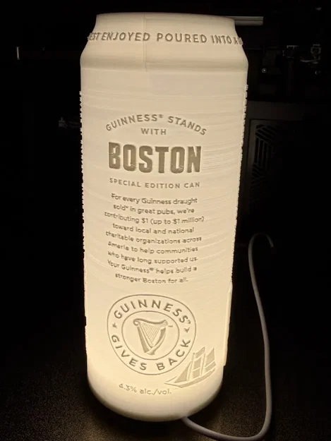 Đèn lithophane lon Guinness Draught Stout Boston (LED001) - Image 2