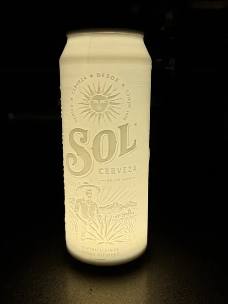 Đèn lithophane lon bia Sol Cerveza (Beercan lamp lithophane) - Image 1