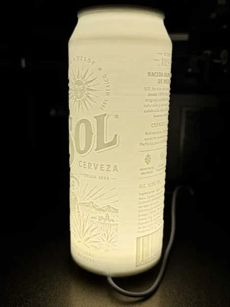 Đèn lithophane lon bia Sol Cerveza (Beercan lamp lithophane) - Image 3