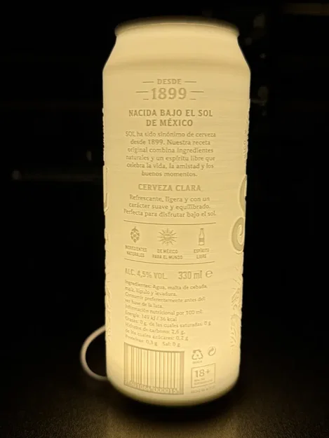 Đèn lithophane lon bia Sol Cerveza (Beercan lamp lithophane) - Image 4