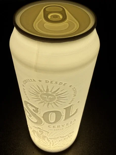 Đèn lithophane lon bia Sol Cerveza (Beercan lamp lithophane) - Image 5