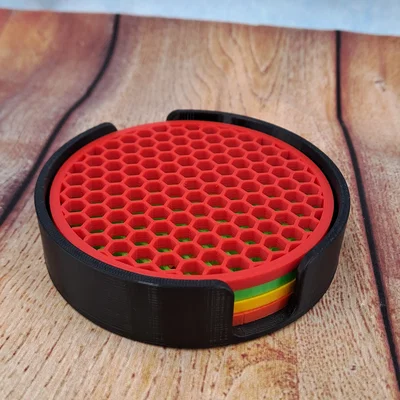 Holder đựng coaster + Coaster (lót ly) in 3D