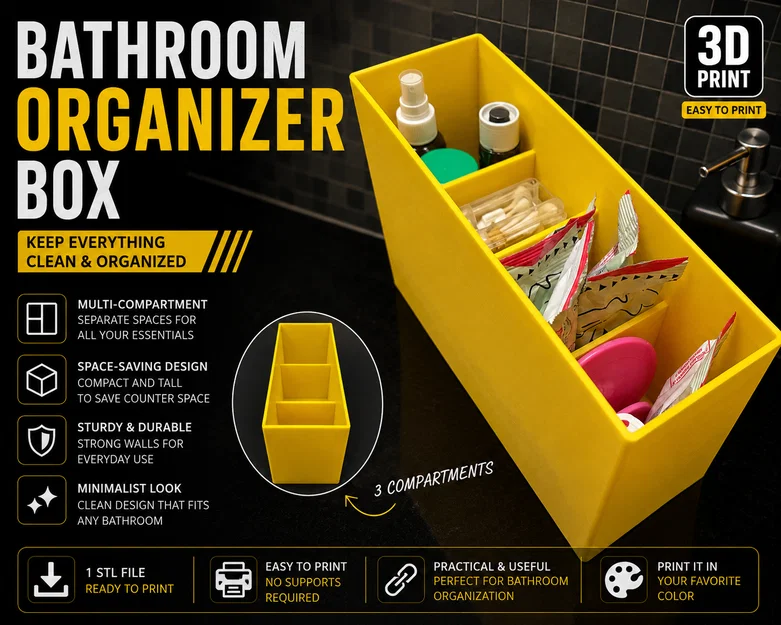 Hộp Organizer Nhiều Ngăn Cho Phòng Tắm (Bathroom Organizer Box) - Image 1