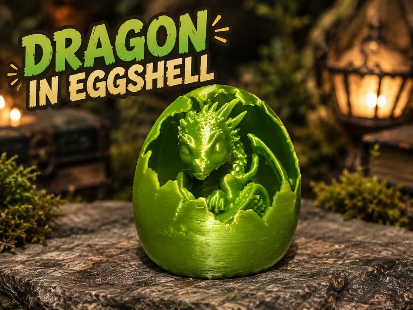 Mô hình rồng con trong vỏ trứng Dragon in eggshell 3D - Image 1
