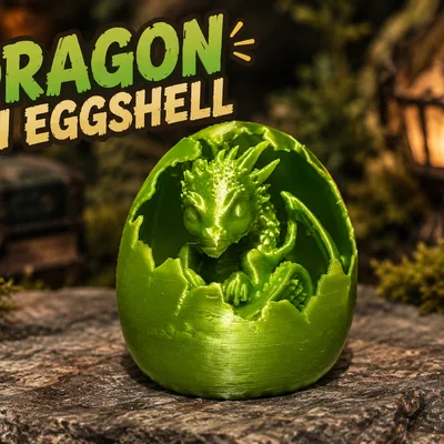 Mô hình rồng con trong vỏ trứng Dragon in eggshell 3D