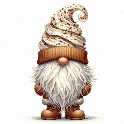Mô hình chú lùn Cupcake Crown Gnome trang trí siêu đáng yêu