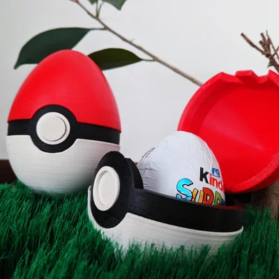 Mô hình quả cầu Pokeball in 3D đựng trứng Kinder Surprise