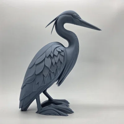 Tượng Điêu Khắc Chim Great Blue Heron Dáng Đứng