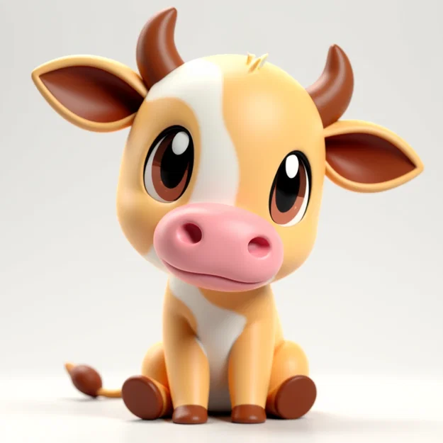 Mô hình chú bò Cow 3D dễ thương trang trí bàn làm việc - Image 1