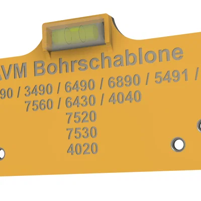 AVM Bohrschablone V4 – Dưỡng khoan FritzBox kèm mini thước thủy