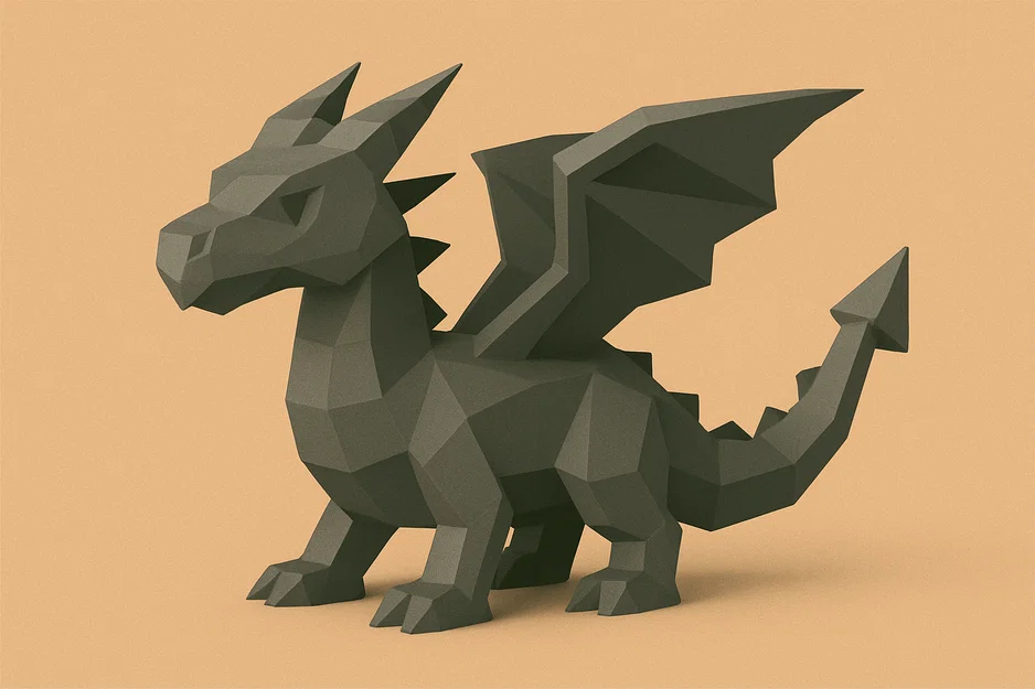 Mô hình Rồng Low Poly (Low Poly Dragon) trang trí in 3D cực chất - Image 1