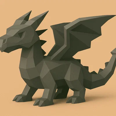 Mô hình Rồng Low Poly (Low Poly Dragon) trang trí in 3D cực chất