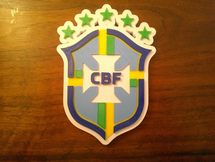 Mô hình logo đội tuyển bóng đá Brazil 3D - Tấm bảng hoặc đế lót ly - Image 1