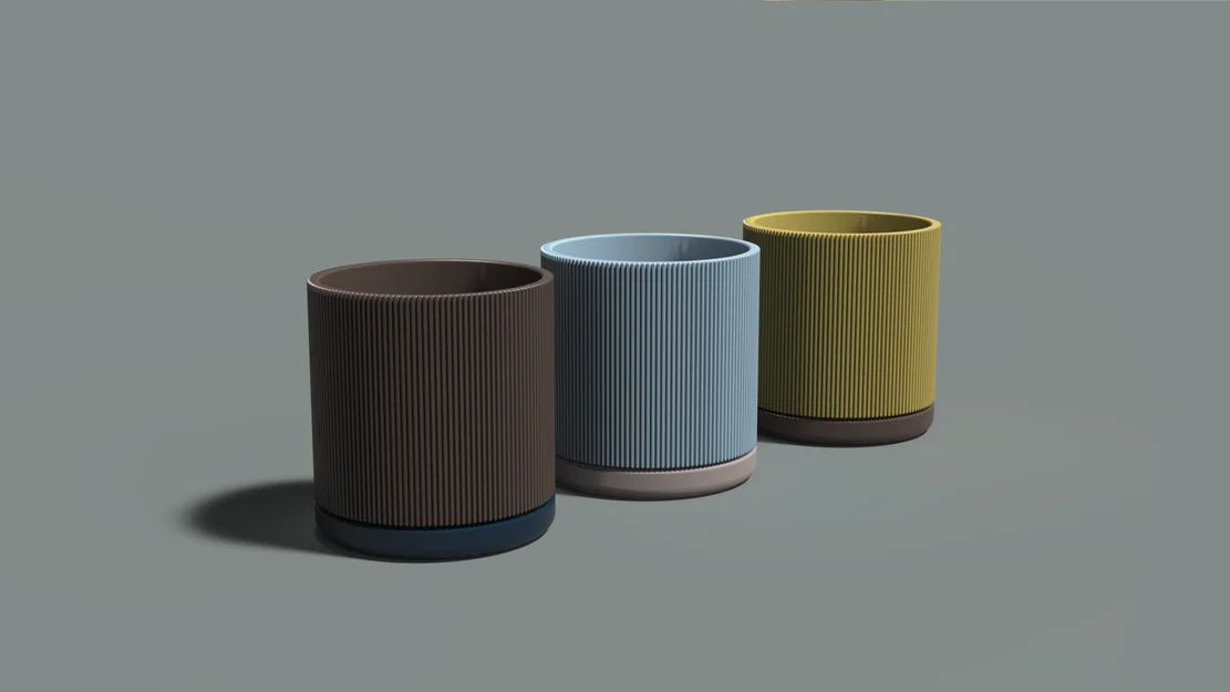 Chậu cây Fluted Flower Pot 3.5 inch - Mẫu chậu 3D đẹp, hiện đại - Image 1