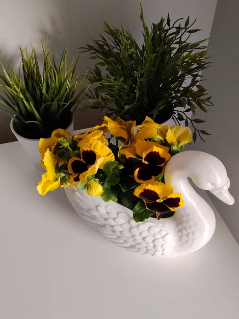 Chậu hoa thiên nga 3D (Easter Flowerpot White Swan) độc đáo - Image 1