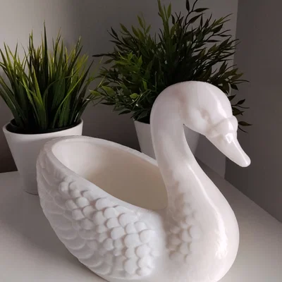 Chậu hoa thiên nga 3D (Easter Flowerpot White Swan) độc đáo