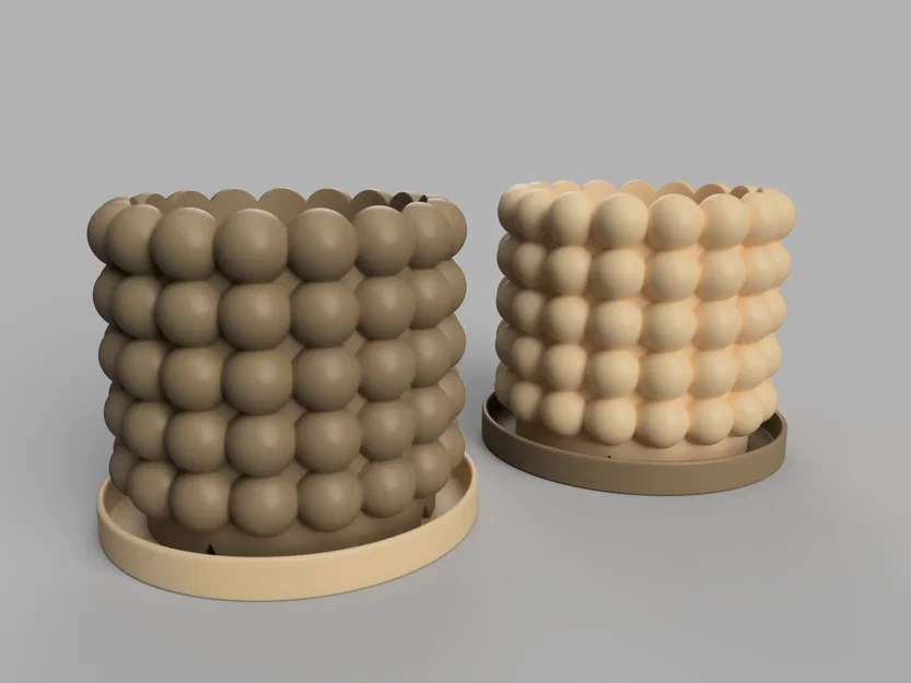 Chậu cây họa tiết bong bóng (Bubble pot) kèm khay hứng nước in 3D - Image 1
