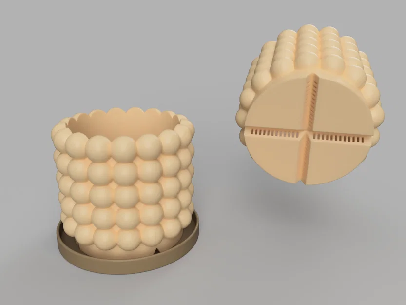Chậu cây họa tiết bong bóng (Bubble pot) kèm khay hứng nước in 3D - Image 2