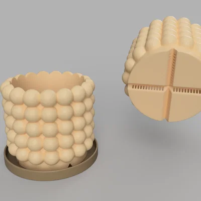 Chậu cây họa tiết bong bóng (Bubble pot) kèm khay hứng nước in 3D