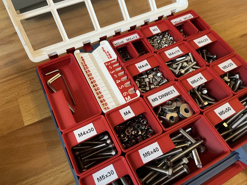 Gridfinity Stackable Mini Metric Screw Sorter – Khay phân loại ốc M2–M6 xếp chồng - Image 3