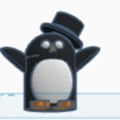 Mô hình 3D chú chim cánh cụt đội mũ chóp (Penguin with top hat) dễ thương