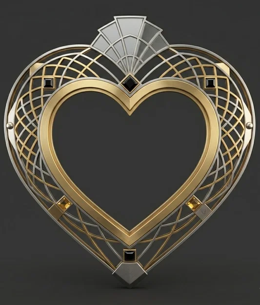 Khung ảnh trái tim Art Deco (Heart Frame) in 3D cực sang trọng - Image 1