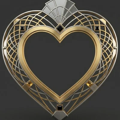 Khung ảnh trái tim Art Deco (Heart Frame) in 3D cực sang trọng