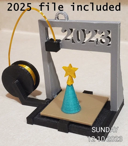 Ornament máy in 3D đang in trên cây Noel - tách rời từng phần - Image 1