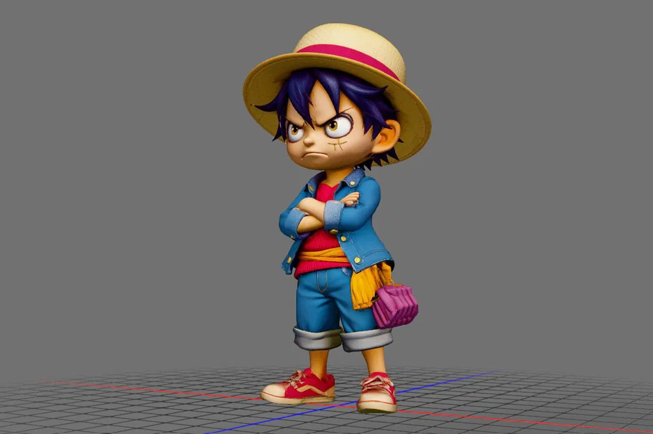 Mô hình 3D Luffy One Piece phong cách Chibi tinh xảo - Image 1