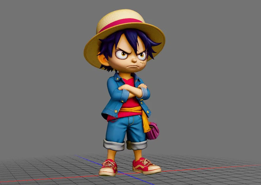 Mô hình 3D Luffy One Piece phong cách Chibi tinh xảo - Image 2