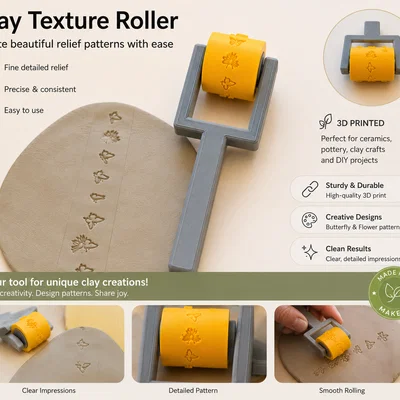 Con lăn tạo vân đất sét họa tiết bươm bướm – Texture thiên nhiên đẹp cho gốm & DIY