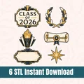 Bộ STL Khuôn Cookie Plaque Tốt Nghiệp Art Deco Class of 2026 (Laurel & Torch) - Thumbnail 1