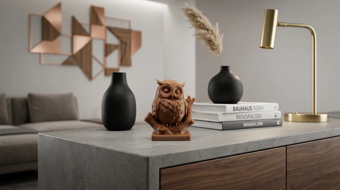 Tượng Cú Mèo Đang Ngủ Trên Cành Cây Dễ Thương - Mô Hình In 3D - Image 1