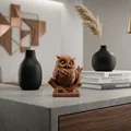 Tượng Cú Mèo Đang Ngủ Trên Cành Cây Dễ Thương - Mô Hình In 3D - Thumbnail 1