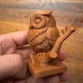 Tượng Cú Mèo Đang Ngủ Trên Cành Cây Dễ Thương - Mô Hình In 3D - Thumbnail 3