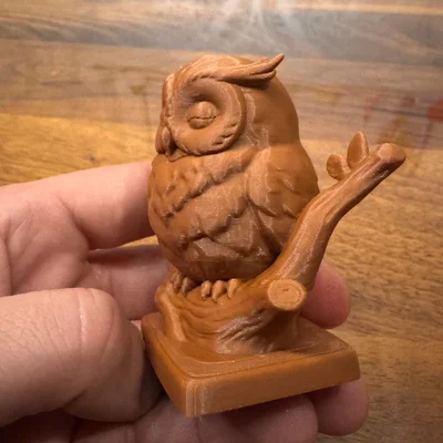 Tượng Cú Mèo Đang Ngủ Trên Cành Cây Dễ Thương - Mô Hình In 3D