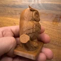 Tượng Cú Mèo Đang Ngủ Trên Cành Cây Dễ Thương - Mô Hình In 3D - Thumbnail 4