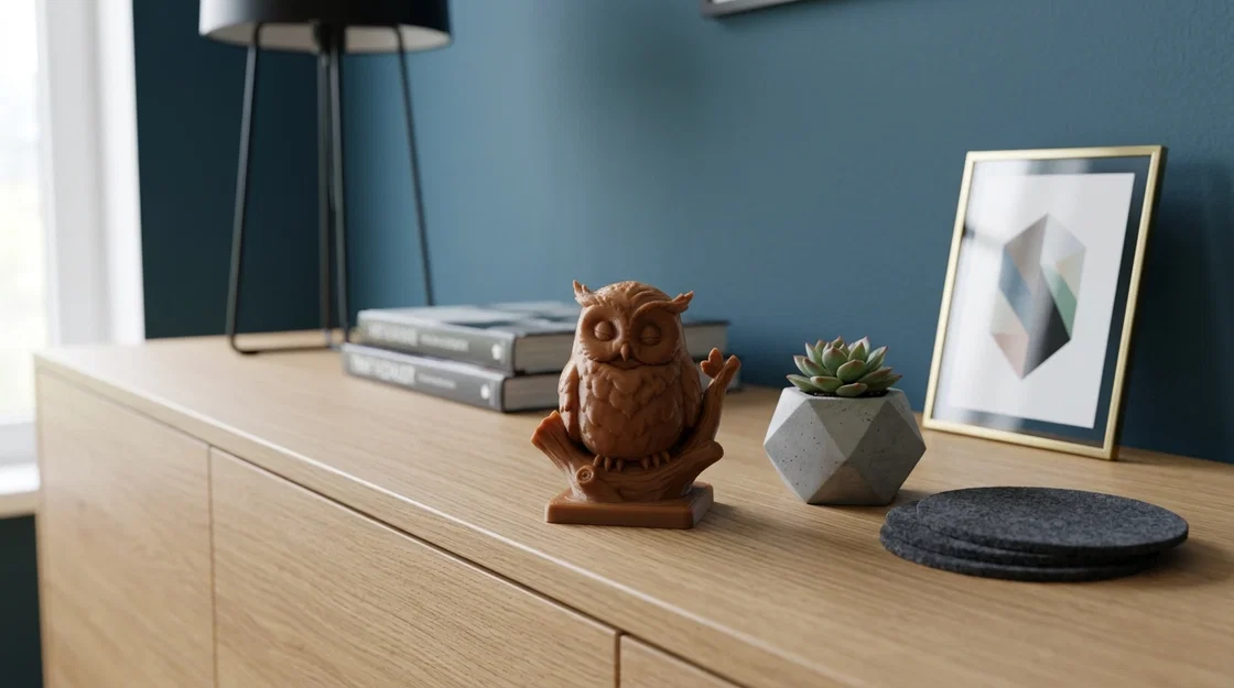 Tượng Cú Mèo Đang Ngủ Trên Cành Cây Dễ Thương - Mô Hình In 3D - Image 6