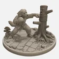 Mô hình chú chó võ sĩ Kungfu tập luyện trên mộc nhân 3D - Thumbnail 1