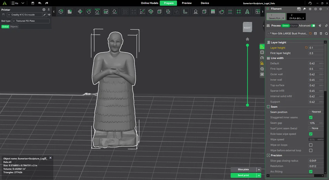 Mô hình in 3D tượng vua cổ đại Sumerian Lugal Dalu tinh xảo - Image 2
