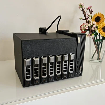 Bộ vỏ NAS in 3D cho Lenovo M90q tích hợp 7 khay Dell hotswap