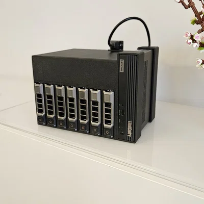 Bộ vỏ NAS in 3D cho Lenovo M90q tích hợp 7 khay Dell hotswap