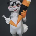 Mô hình 3D chú thỏ thông thái đeo kính cùng cà rốt dễ thương - Thumbnail 1