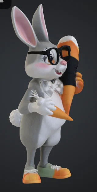 Mô hình 3D chú thỏ thông thái đeo kính cùng cà rốt dễ thương - Image 2